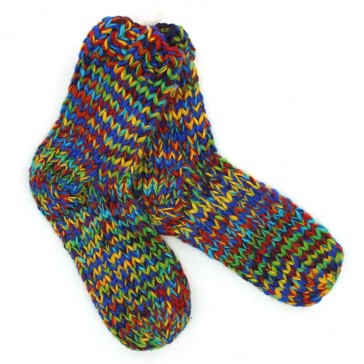 Hand Knitted Wool Ankle Socks - SD Rainbow Mix