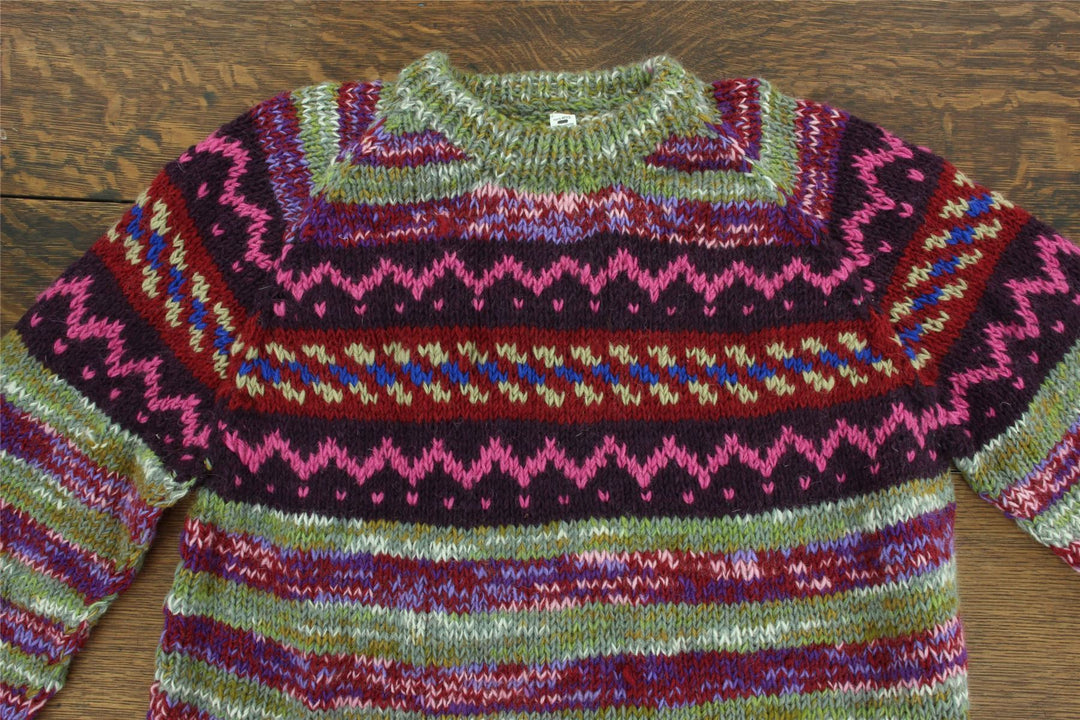 Hand Knitted Wool Jumper - SD Purple Green