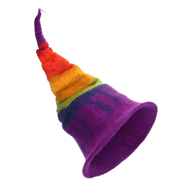 LoudElephant Handcrafted Wool Felt Hat from Nepal - Purple Stripe Rainbow