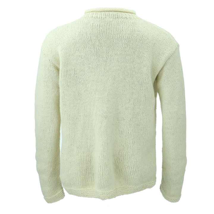 Hand Knitted Wool Jumper - Plain Cream