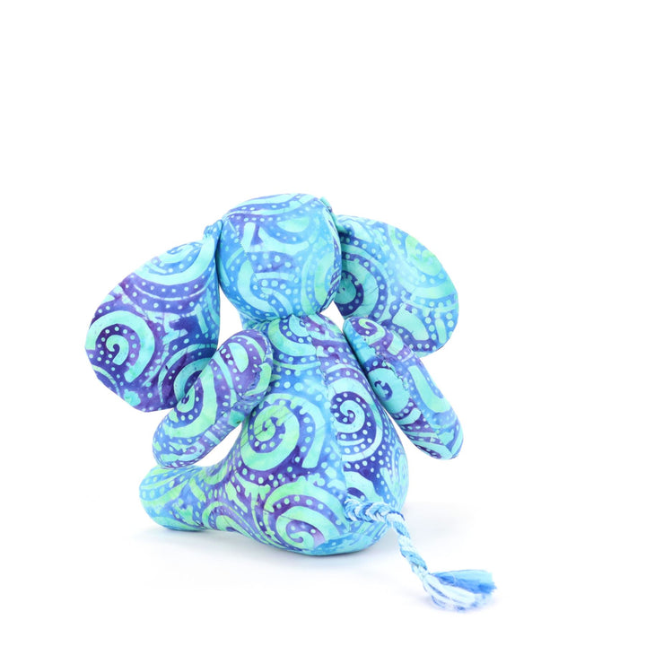 Batik Cotton Friendship Elephant - Blue Tribal Spiral