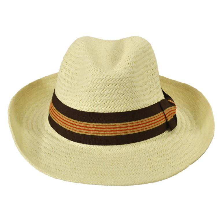 Wide Brim Straw Panama Fedora Hat - Brown