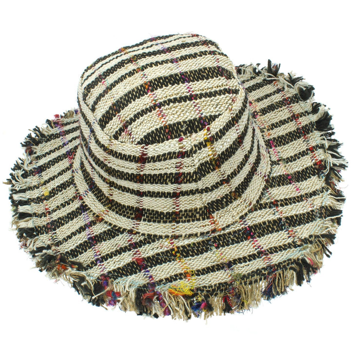 Hemp Sun Hat - Frayed Black White