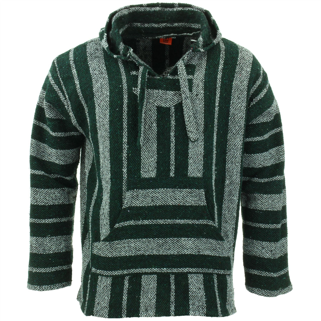 Recycled Mexican Baja Jerga Hoody - Black Green Grey