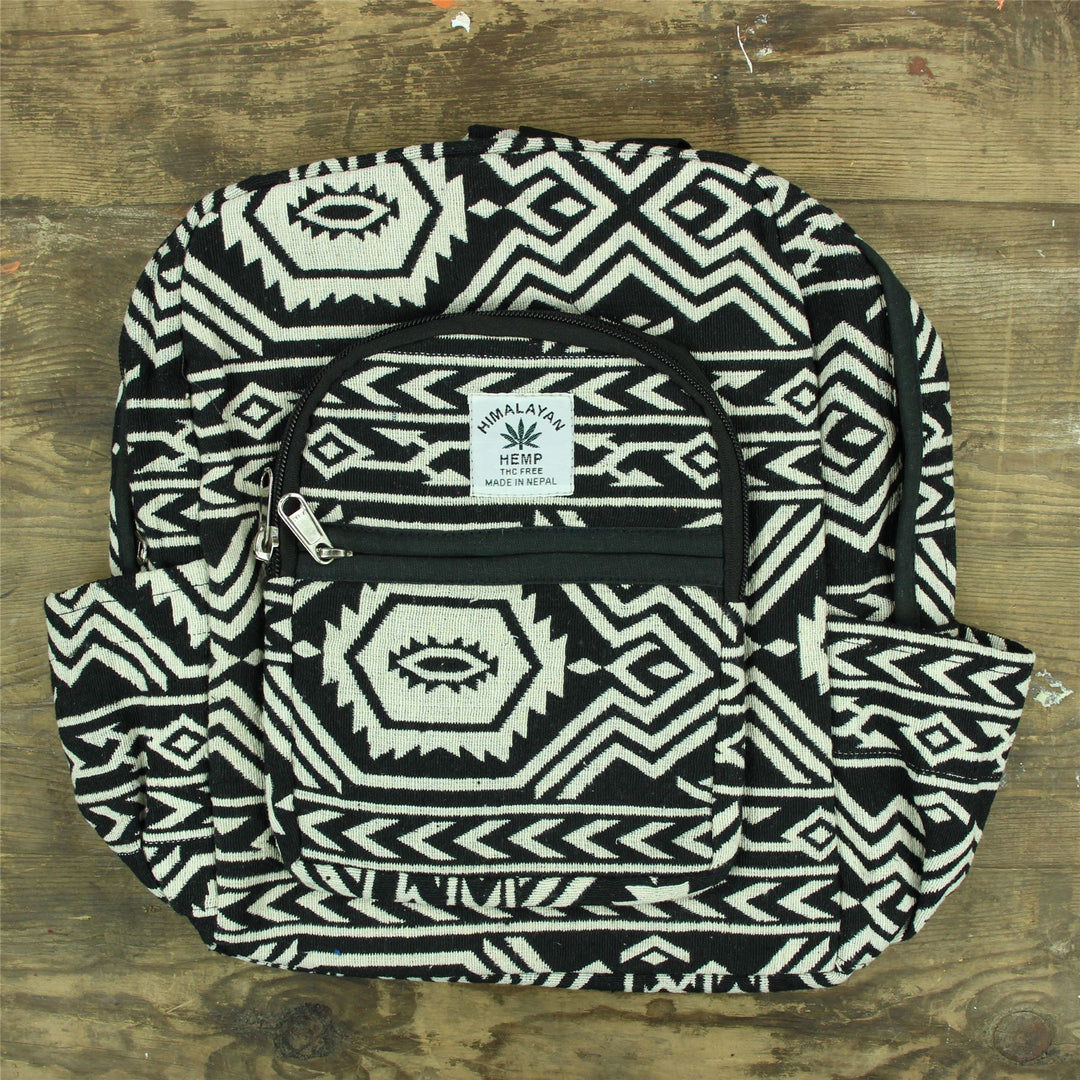 Himalayan Hemp Backpack - Black Aztec