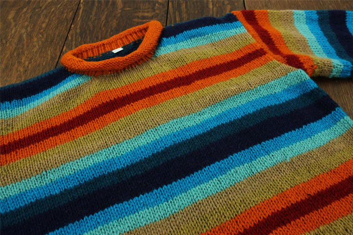 Chunky Wool Knit Jumper - Stripe Retro C