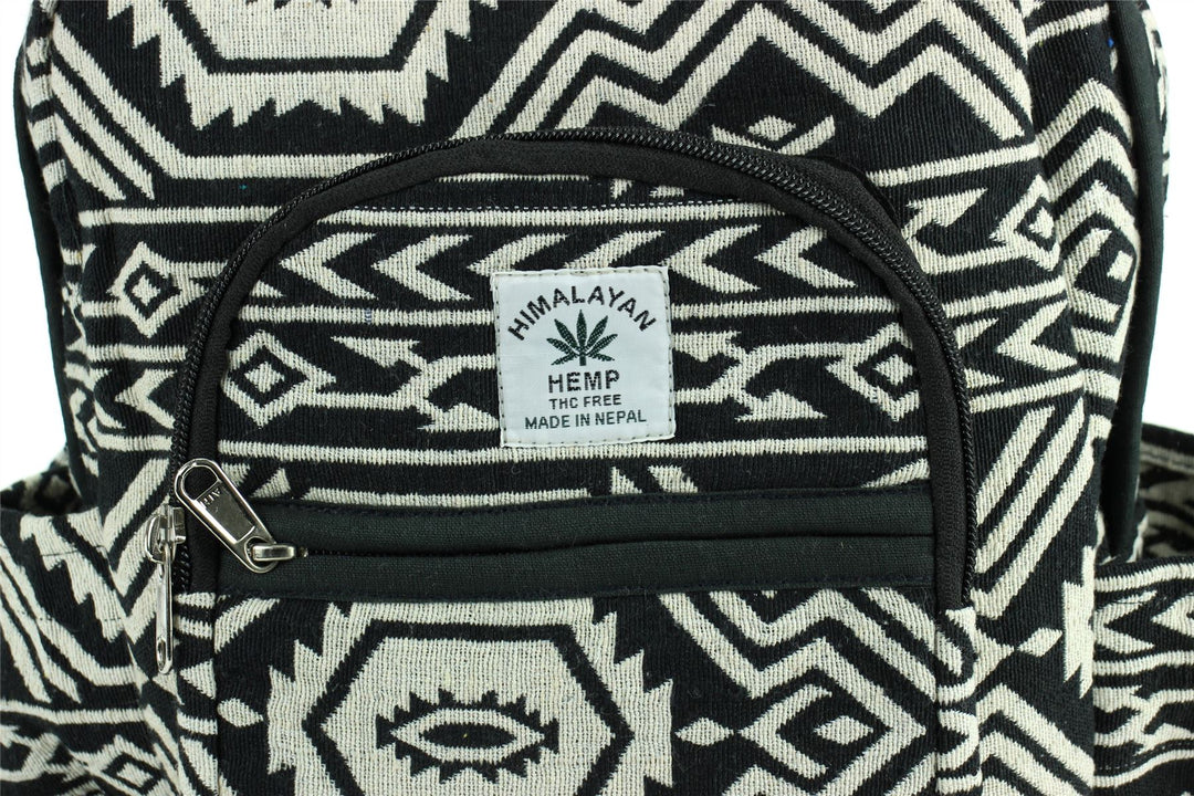 Himalayan Hemp Backpack - Black Aztec