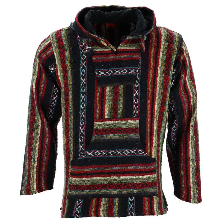 Brushed Gheri Cotton Baja Hoodie - Black Red