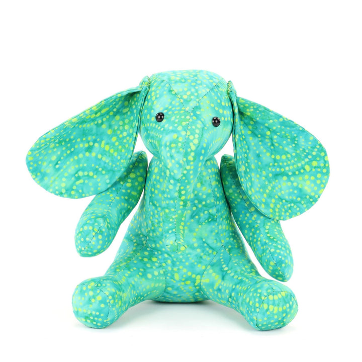 Batik Cotton Friendship Elephant - Green Dotty Spiral