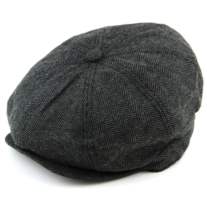 Herringbone Newsboy 8 panel Gatsby cap - Grey