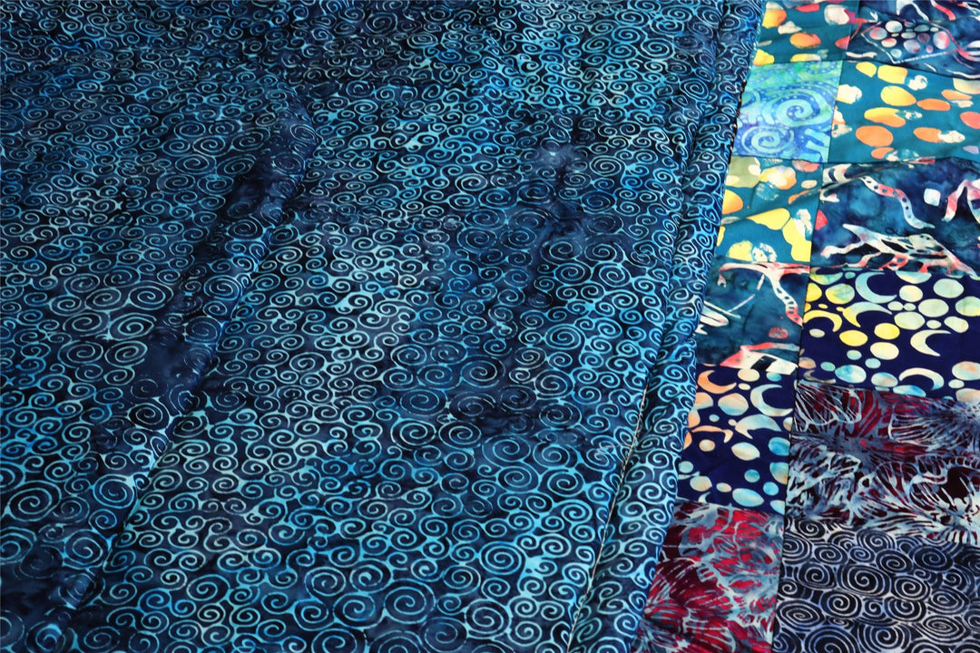 Handmade Quilted Patchwork Batik Printed Bedspread - Midnight