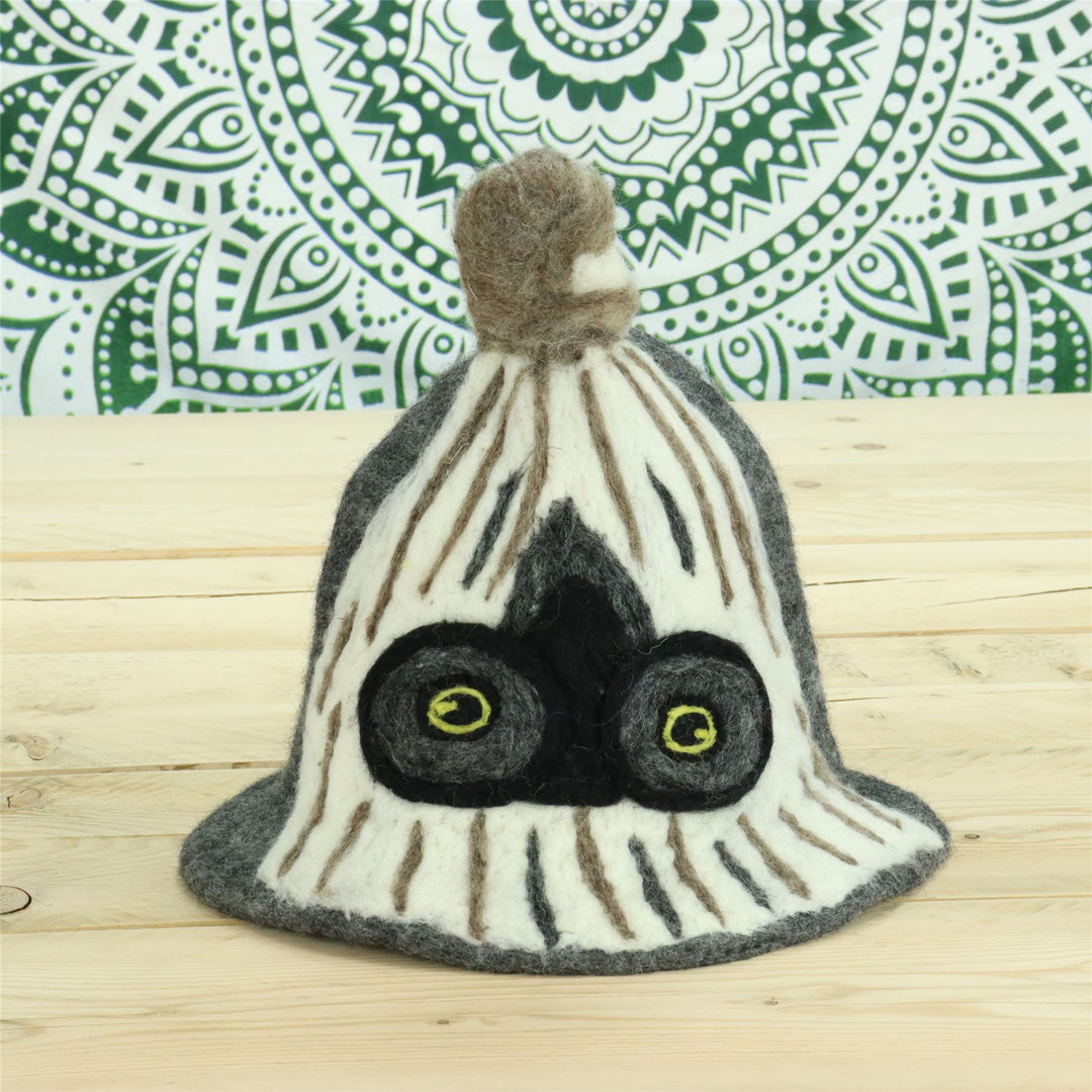 LoudElephant Handcrafted Wool Felt Hat from Nepal - Owl 2