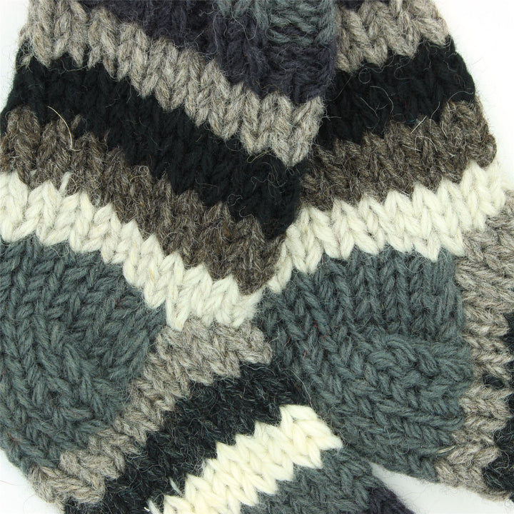 Hand Knitted Wool Ankle Socks - Stripe Greys