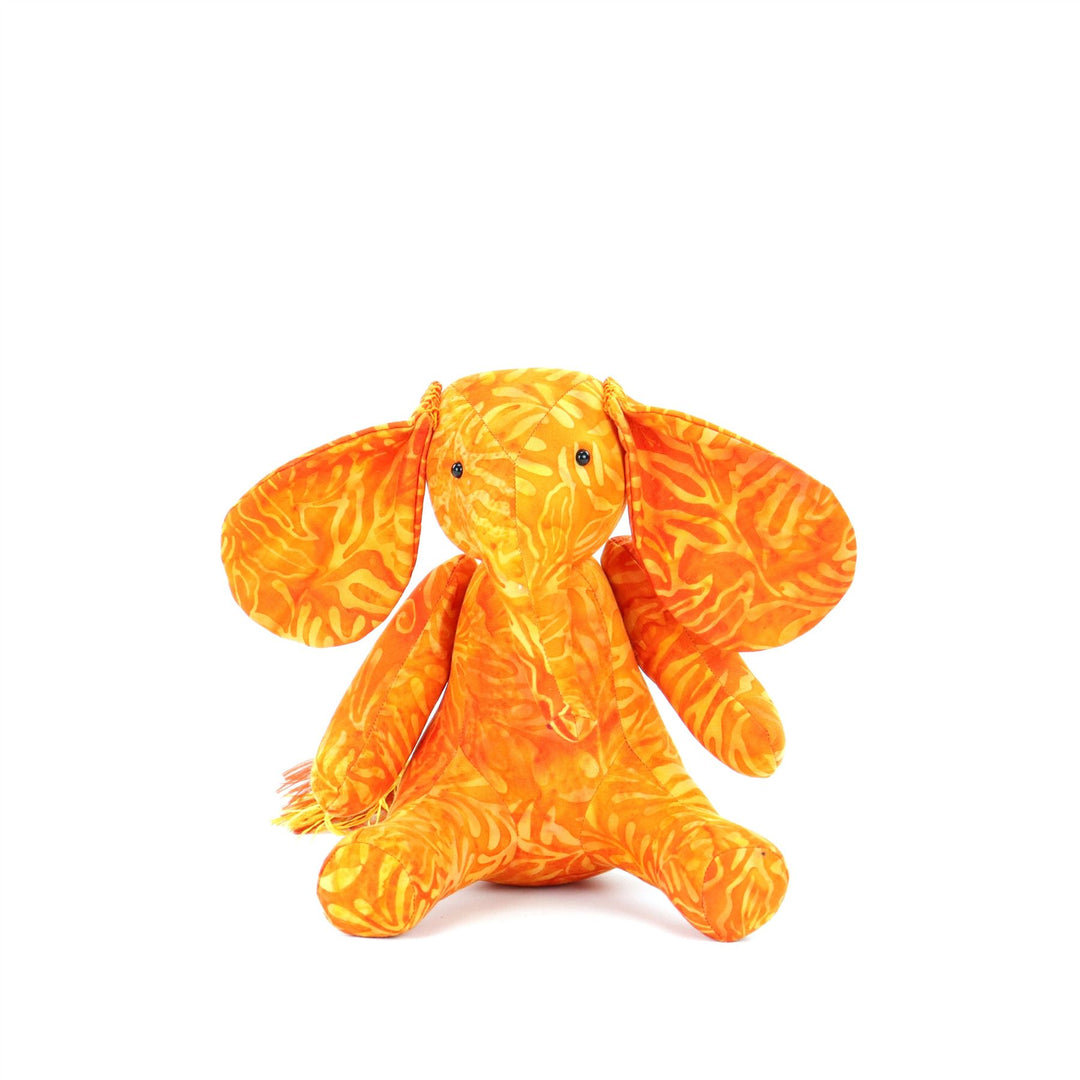 Batik Cotton Friendship Elephant - Orange Leaf