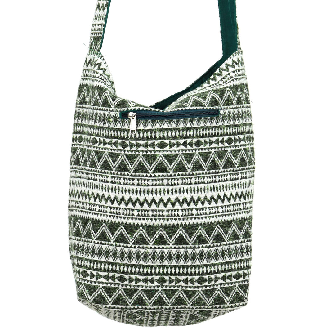 Cotton Canvas Sling Shoulder Bag - Green