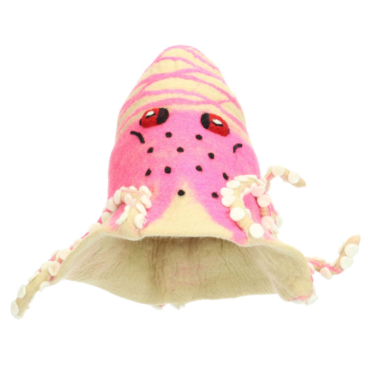 LoudElephant Handcrafted Wool Felt Hat from Nepal - Pink Octopus