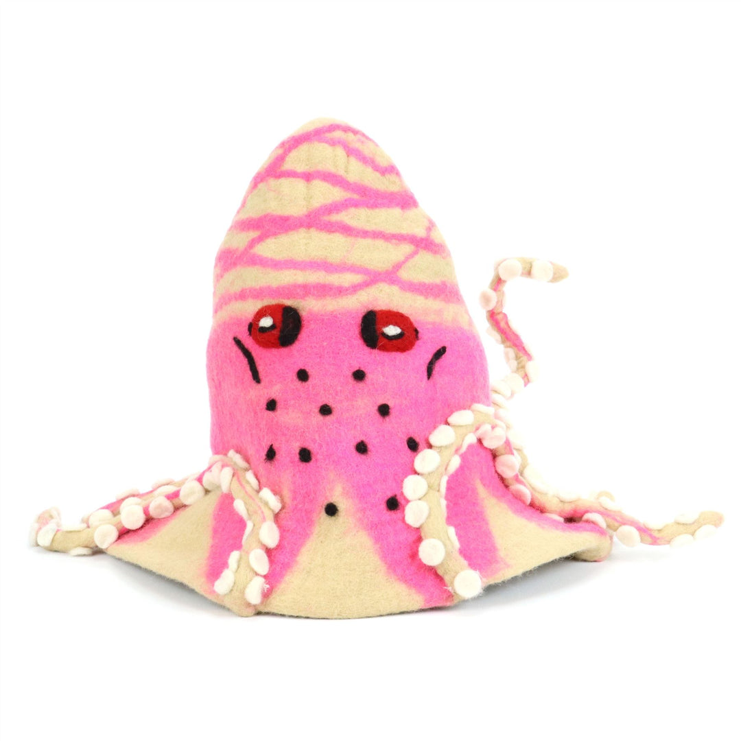 LoudElephant Handcrafted Wool Felt Hat from Nepal - Pink Octopus