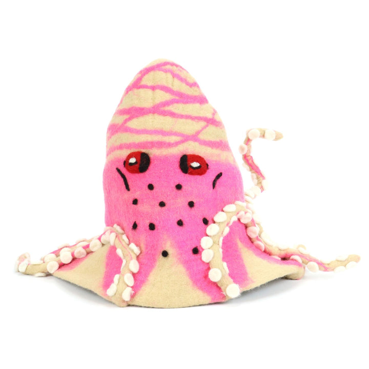 LoudElephant Handcrafted Wool Felt Hat from Nepal - Pink Octopus