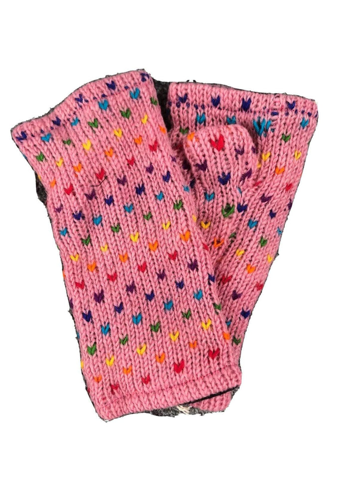 Wool Knit Fleece Lined  Wrist Warmers - Tik Tik Light Pink