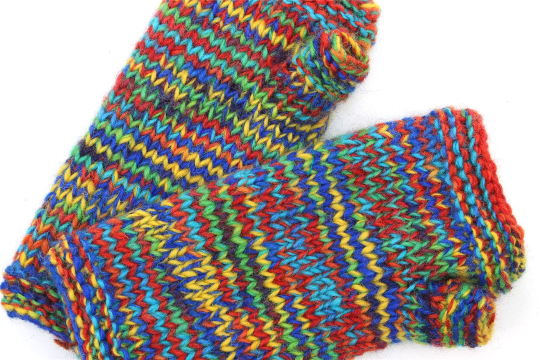 Hand Knitted Wool Arm Warmer - SD Rainbow Mix