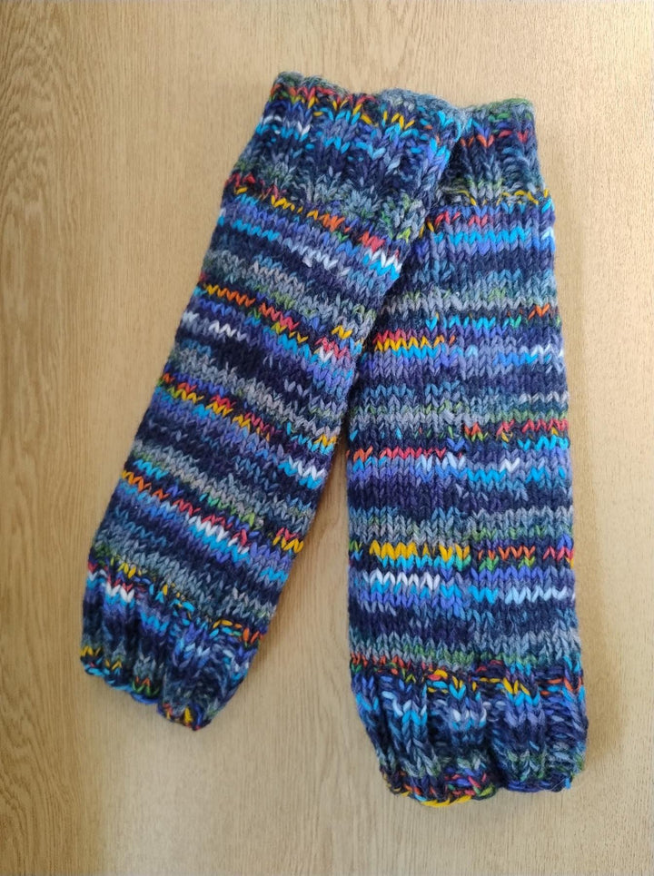 Hand Knitted Wool Leg Warmers - SD Dark Blue Mix