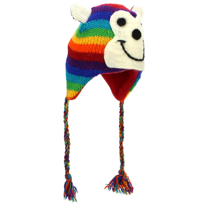 Wool Animal Hat - Rainbow Monkey