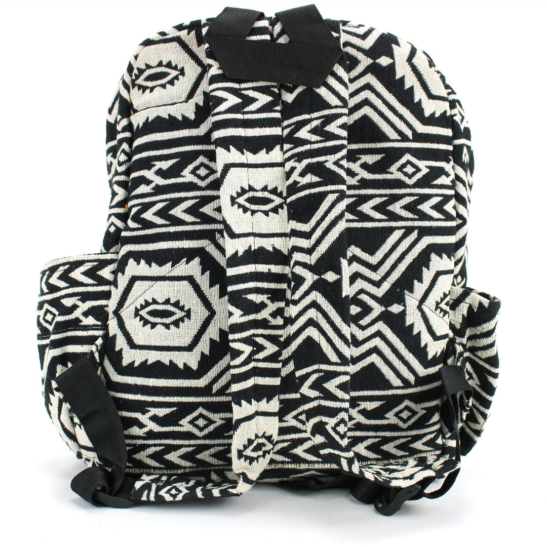 Himalayan Hemp Backpack - Black Aztec