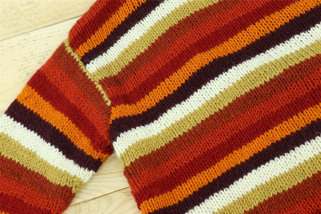 Chunky Wool Knit Jumper - Stripe Rust