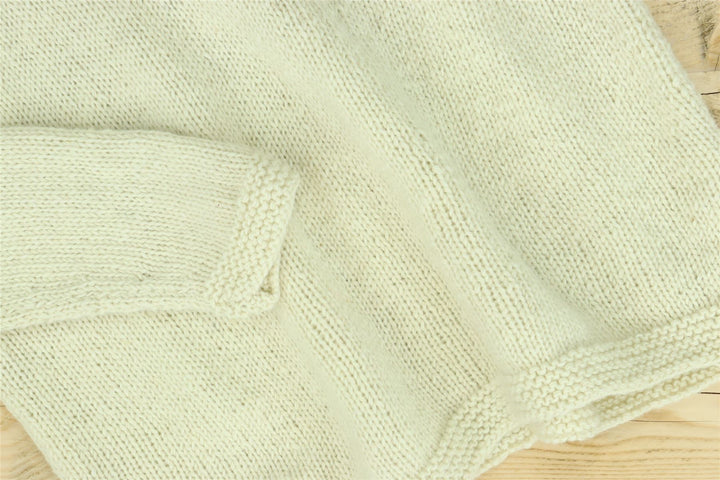 Hand Knitted Wool Jumper - Plain Cream