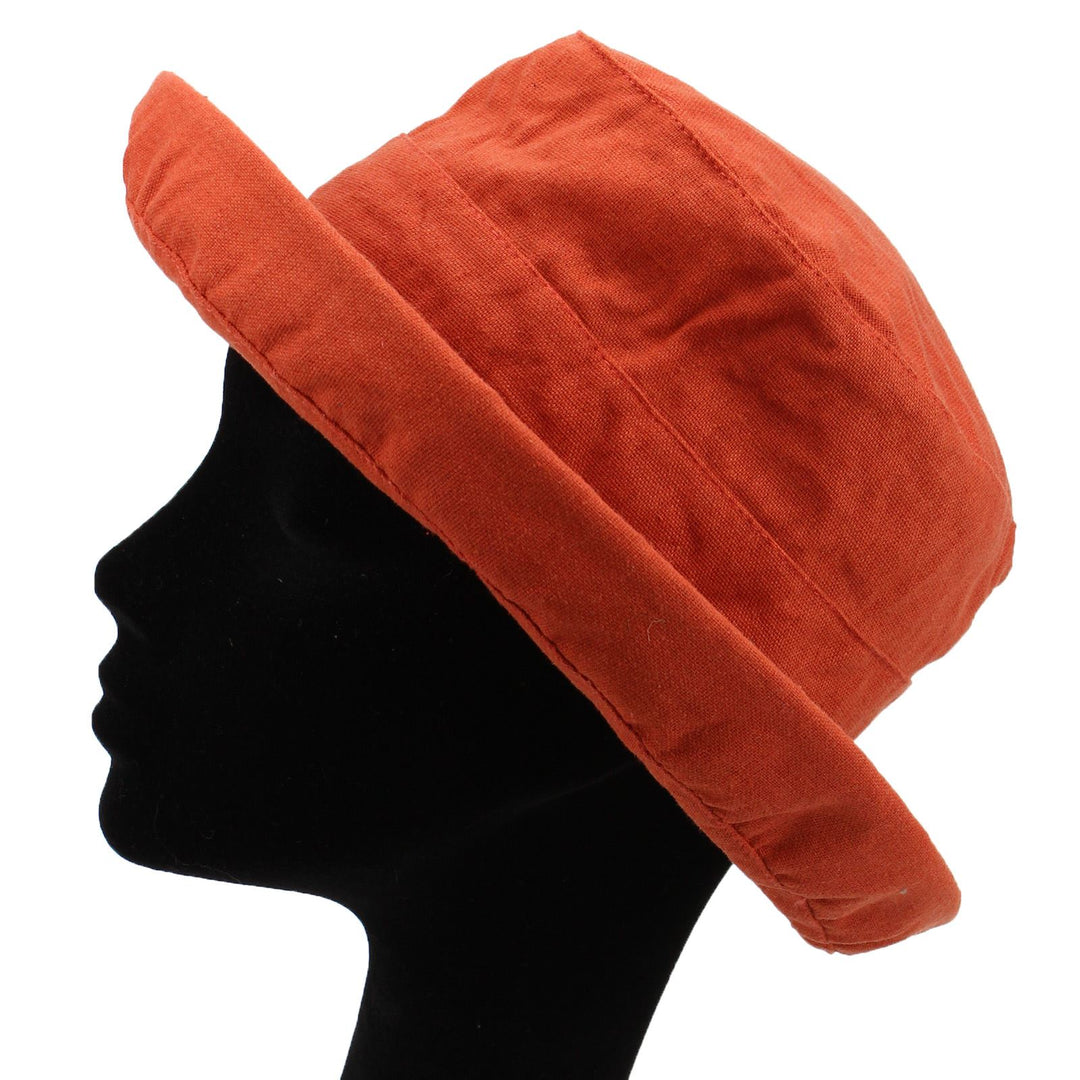 Adjustable sun hat with shapeable brim - Orange (One Size)