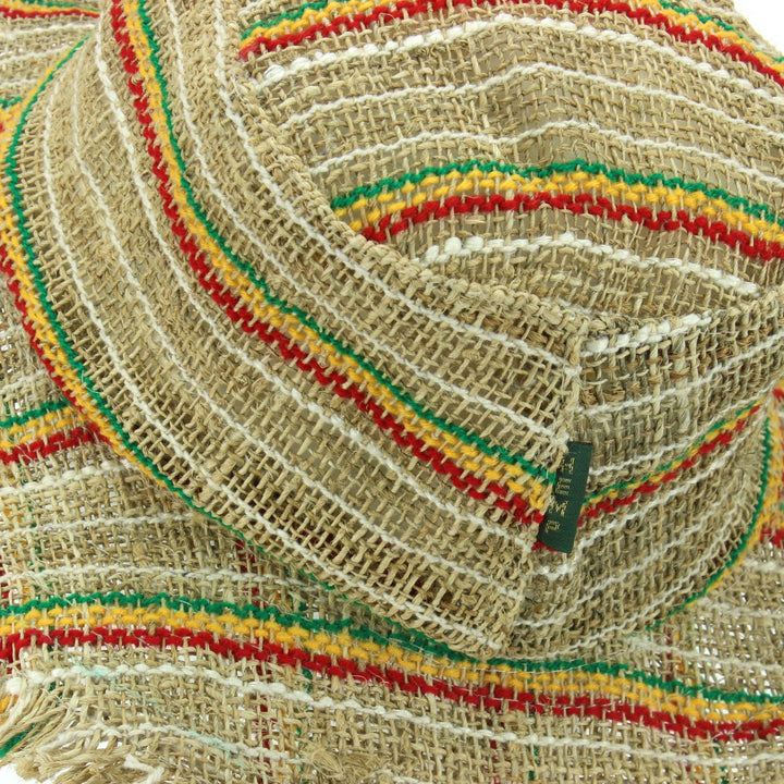 Hemp Sun Hat - Frayed Rasta Stripe