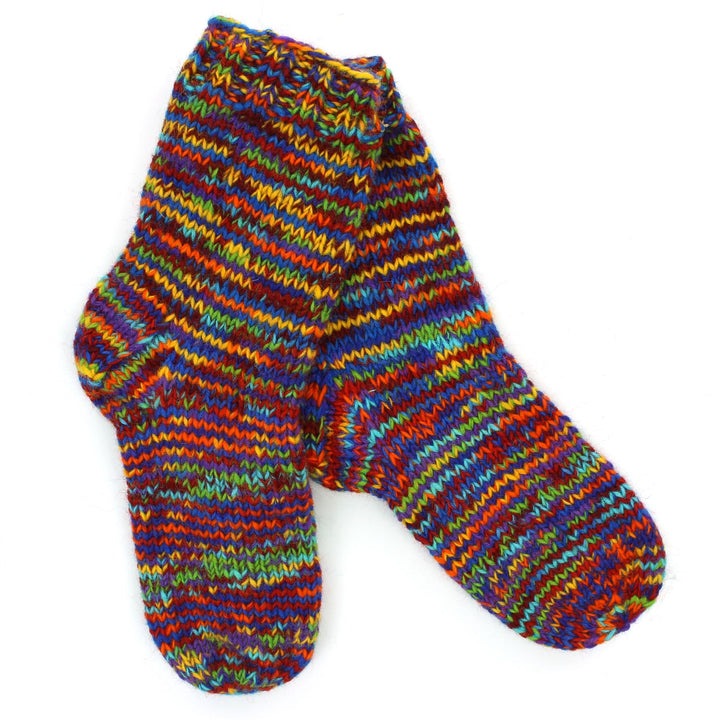 Hand Knitted Wool Ankle Socks - SD Rainbow