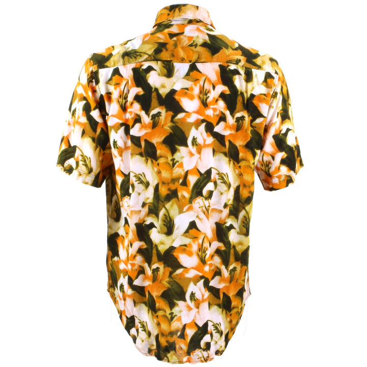 Regular Fit Short Sleeve Shirt - Orange & Green Lily Floral