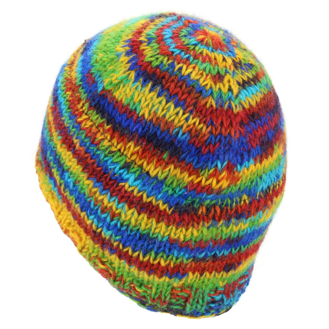 Wool Knit Beanie Hat - SD Rainbow