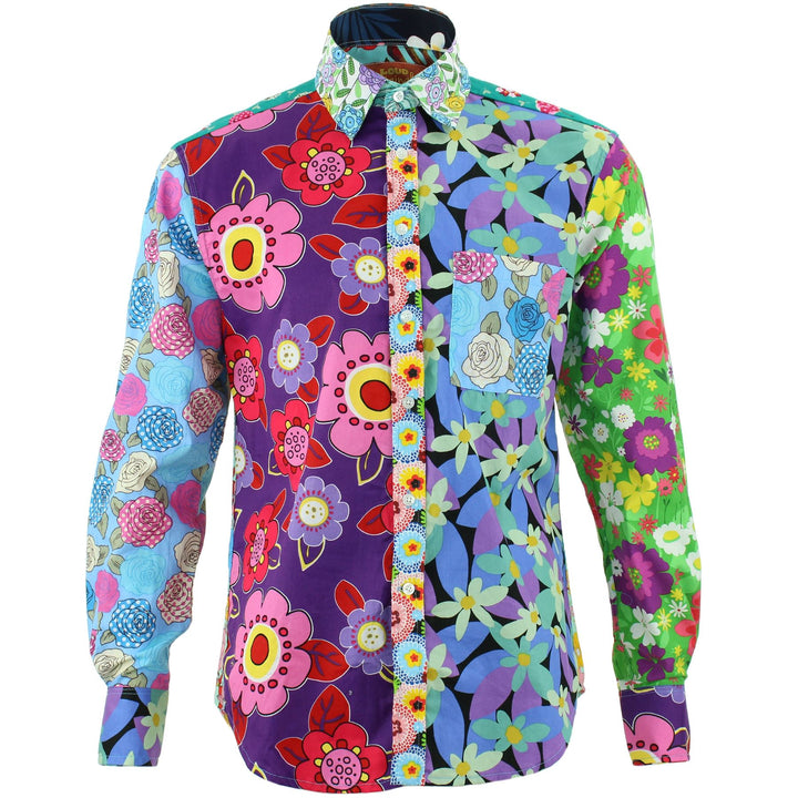 Regular Fit Long Sleeve Shirt - Random Mixed Panel - Floral