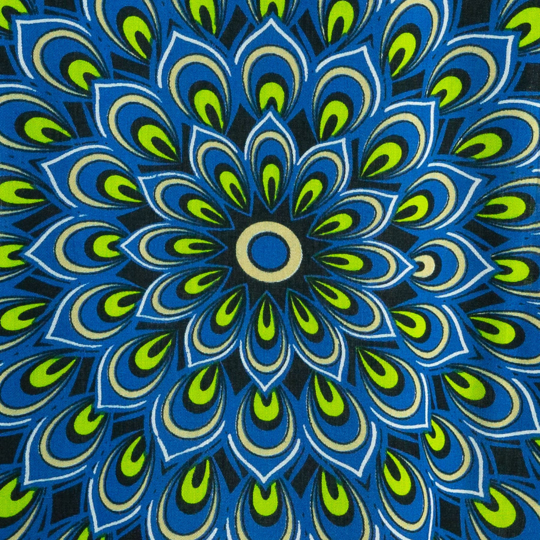 Regular Fit Long Sleeve Shirt - Peacock Mandala - Navy