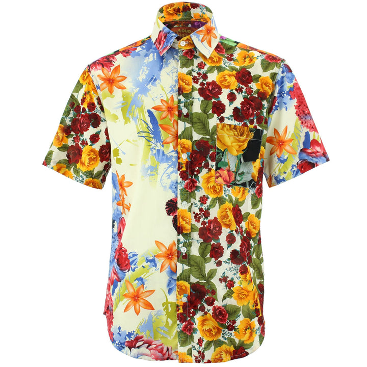 Regular Fit Short Sleeve Shirt - Random Mixed Panel - Floral