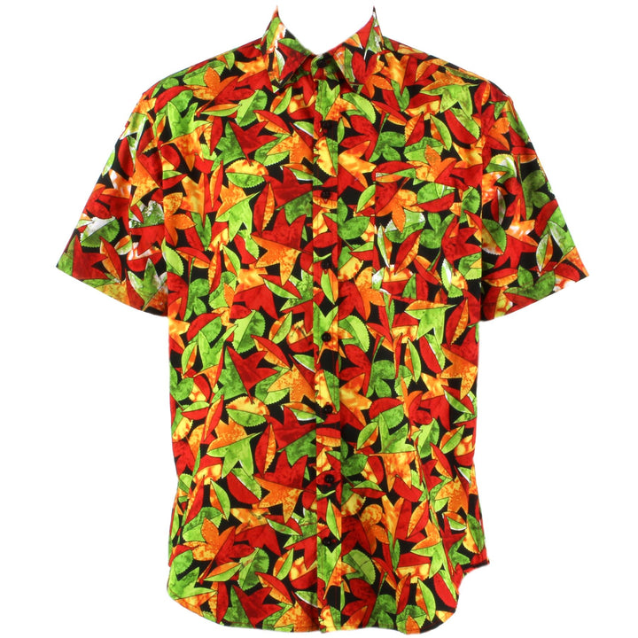 Regular Fit Short Sleeve Shirt - Red & Green Leaves