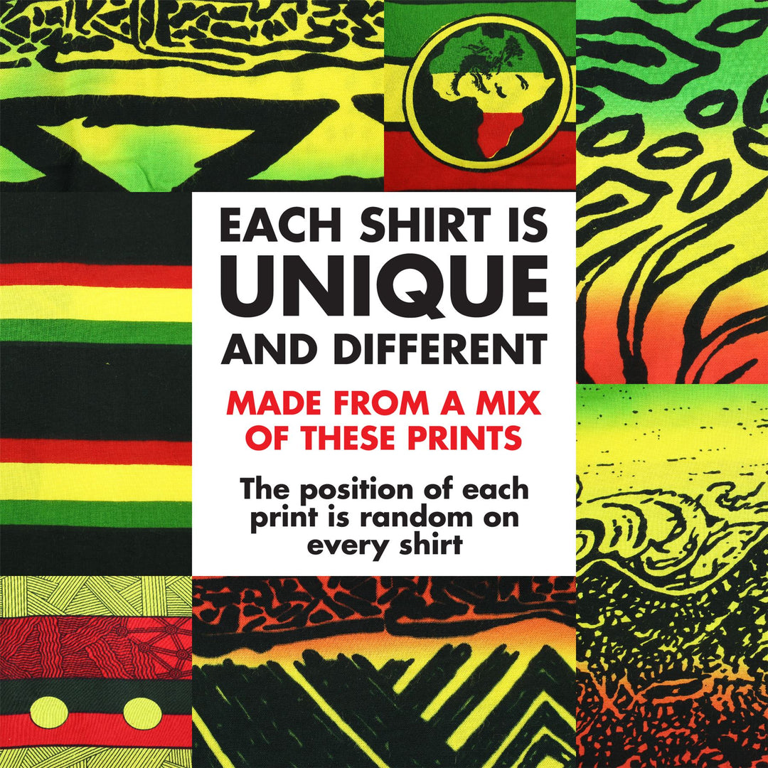 Regular Fit Short Sleeve Shirt - Random Mixed Panel - Rasta