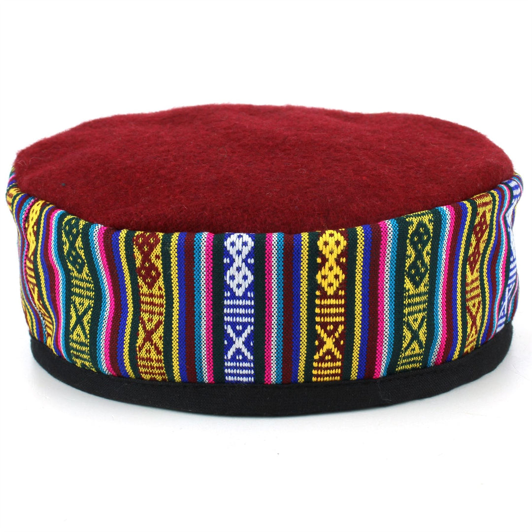 Nepalese Wool Smoking Hat - Red