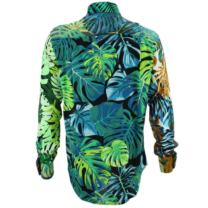 Regular Fit Long Sleeve Shirt - Random Mixed Panel - Monstera