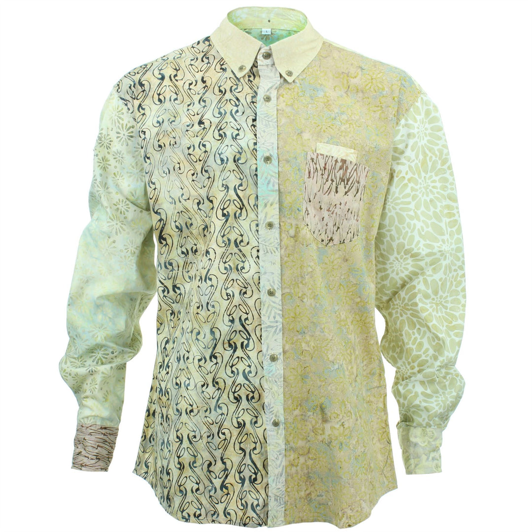 Regular Fit Long Sleeve Shirt - Random Mixed Batik - Beige