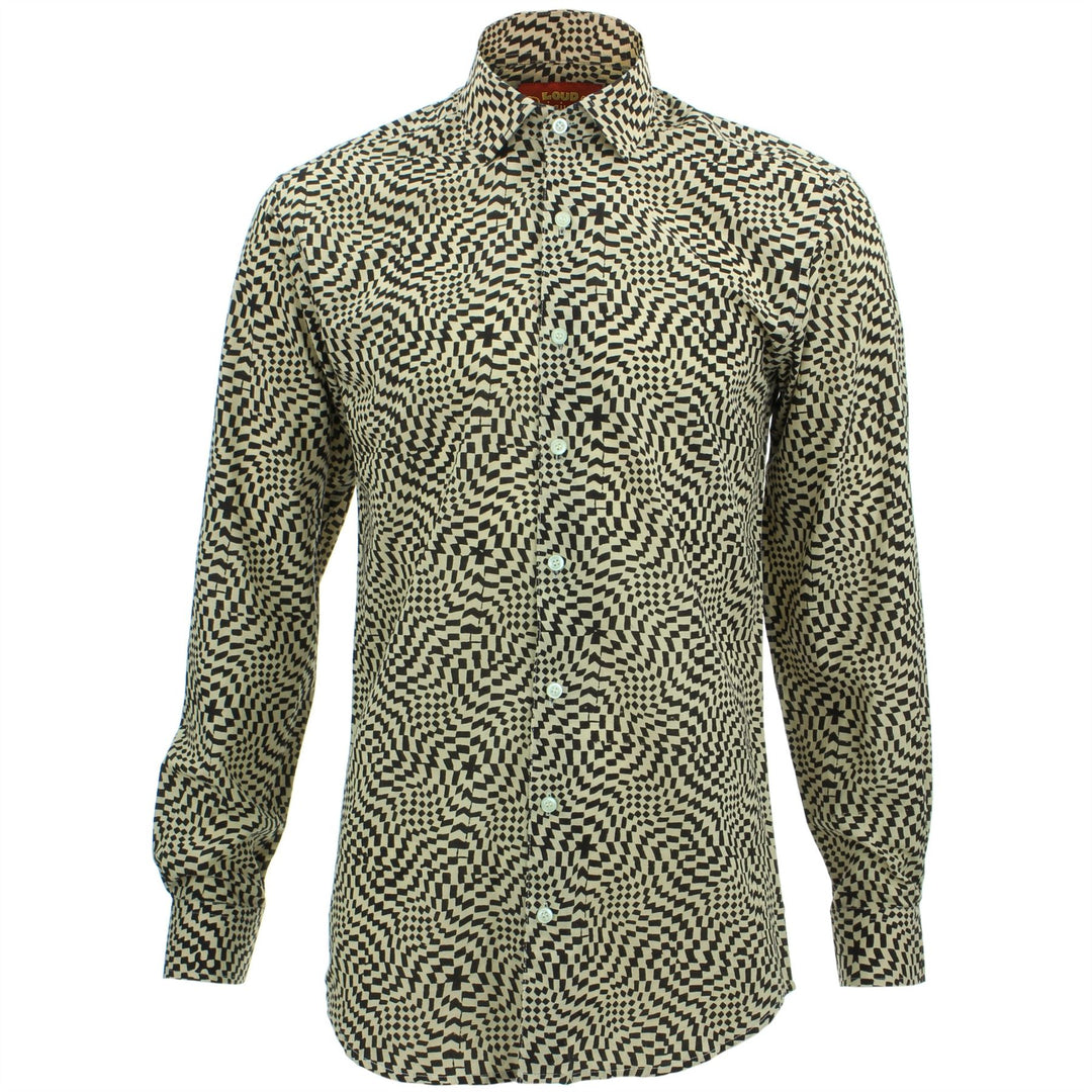 Tailored Fit Long Sleeve Shirt - Block Print - Psychedelic Shift