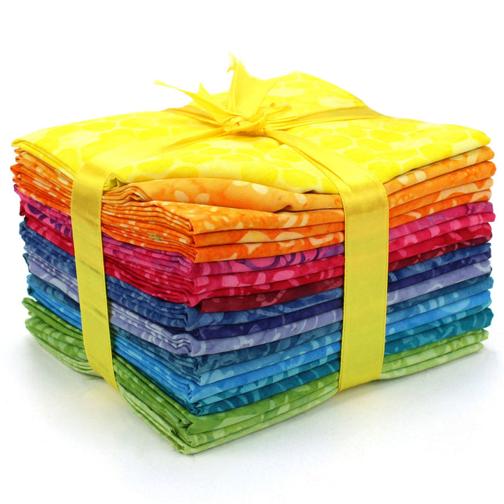 Cotton Batik Pre Cut Fabric Bundles - Fat Quarter - Rainbow