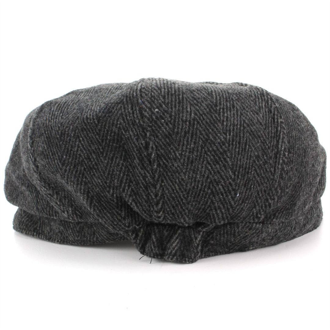 Wool Tweed Gatsby Newsboy 8 Panel Flat Cap Hat - Grey