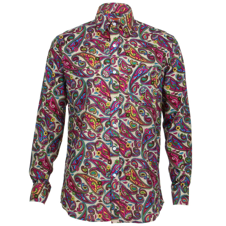 Regular Fit Long Sleeve Shirt - Purple & Yellow Paisley