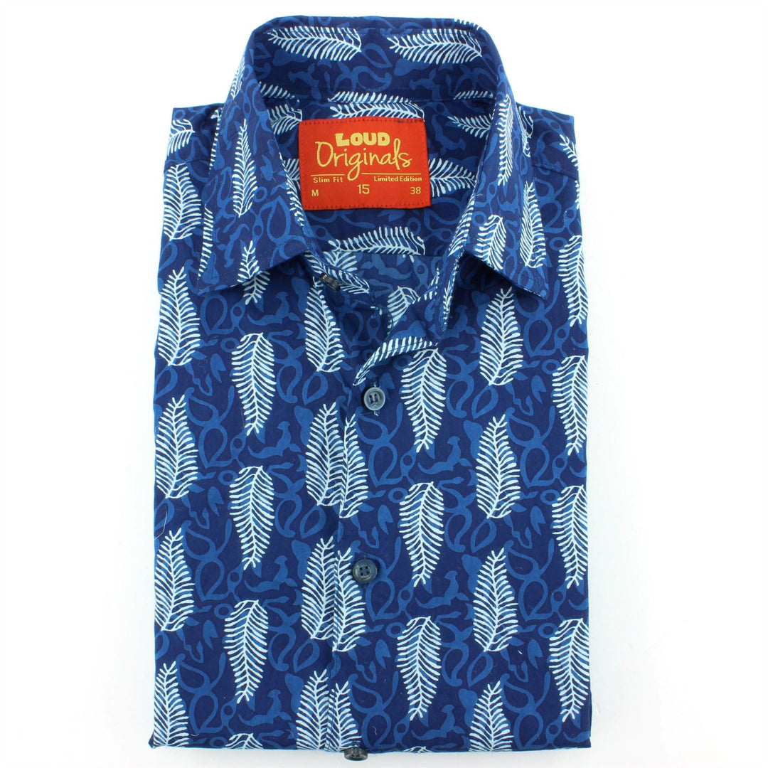 Slim Fit Long Sleeve Shirt - Block Print - Feather