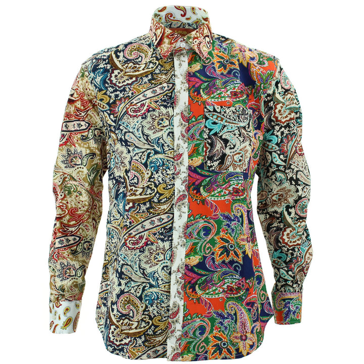 Regular Fit Long Sleeve Shirt - Random Mixed Panel - Paisley