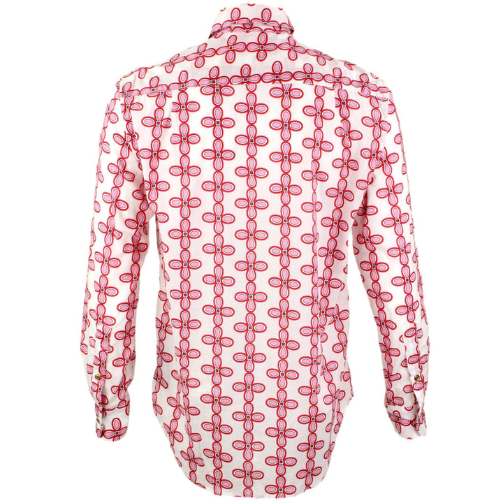 Regular Fit Long Sleeve Shirt - Pink Floral on White