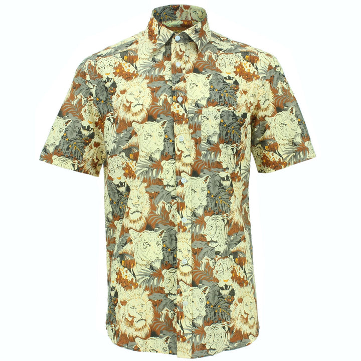 Regular Fit Short Sleeve Shirt - Tiger Lion Jungle